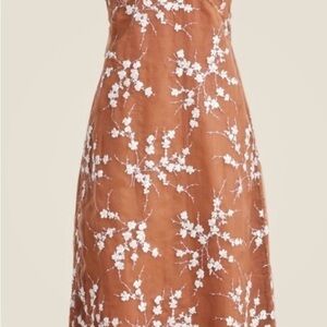 J. Crew Brown Midi Dress with White Floral Design